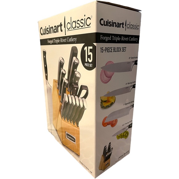 CUISINART Knives -15-pc Triple-Rivet Set - BRAND NEW UNOPENED BOX! - Picture 3 of 5